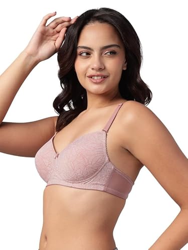 Clovia Women’s Pink Printed Multiway T-Shirt Bra – Padded, Non-Wired, Full-Coverage Comfort